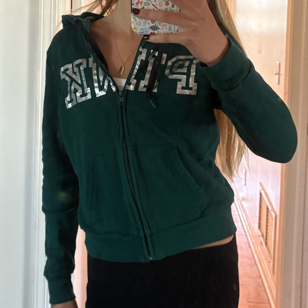 Victoria's Secret PINK Dark Green Zip-Up Hoodie